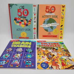 Kids Puzzle Book Lot Of 4 2 highlights /1 50 States/1 maps Unused